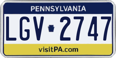 PA license plate LGV2747