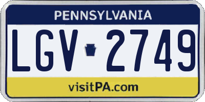 PA license plate LGV2749