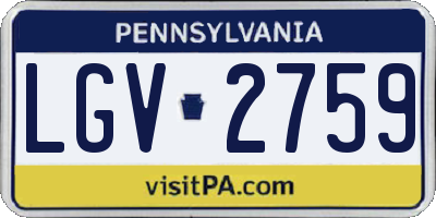 PA license plate LGV2759