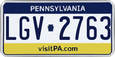 PA license plate LGV2763