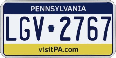 PA license plate LGV2767