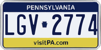 PA license plate LGV2774