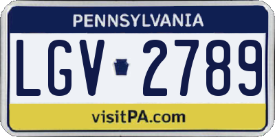 PA license plate LGV2789