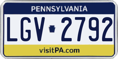 PA license plate LGV2792