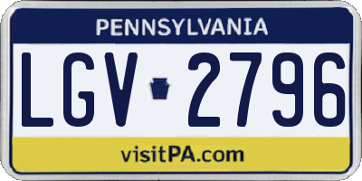 PA license plate LGV2796