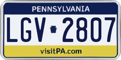 PA license plate LGV2807
