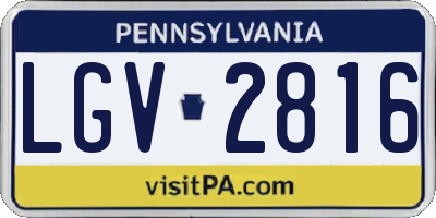 PA license plate LGV2816