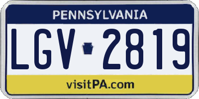 PA license plate LGV2819