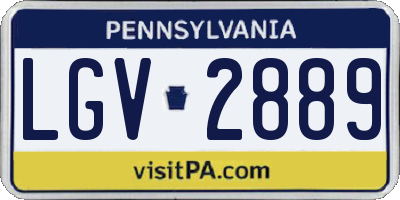 PA license plate LGV2889