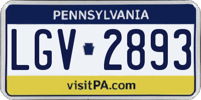 PA license plate LGV2893