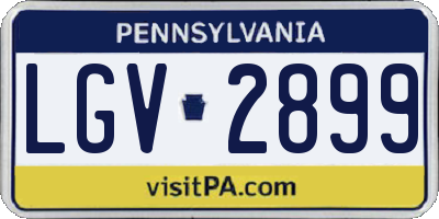 PA license plate LGV2899