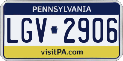 PA license plate LGV2906