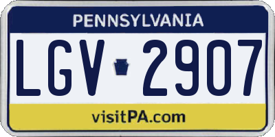 PA license plate LGV2907