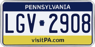 PA license plate LGV2908