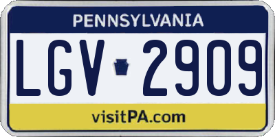 PA license plate LGV2909