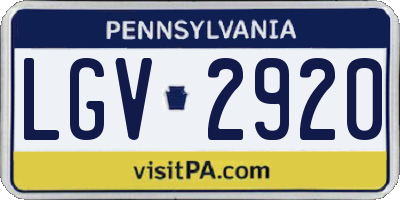 PA license plate LGV2920