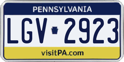 PA license plate LGV2923