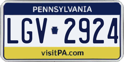 PA license plate LGV2924