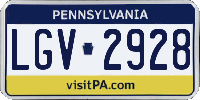 PA license plate LGV2928