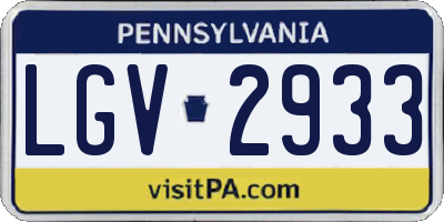 PA license plate LGV2933