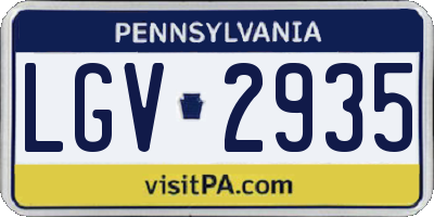 PA license plate LGV2935
