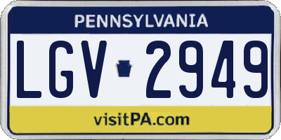 PA license plate LGV2949