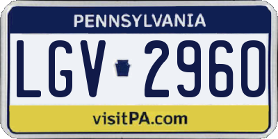 PA license plate LGV2960
