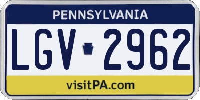 PA license plate LGV2962