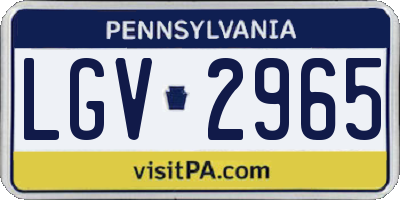 PA license plate LGV2965