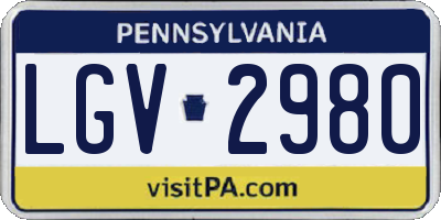 PA license plate LGV2980