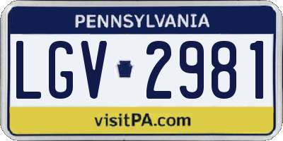 PA license plate LGV2981