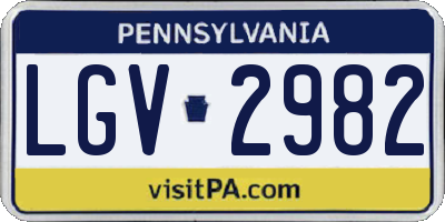 PA license plate LGV2982
