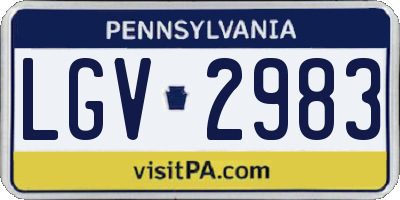PA license plate LGV2983