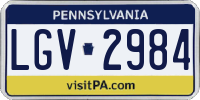 PA license plate LGV2984