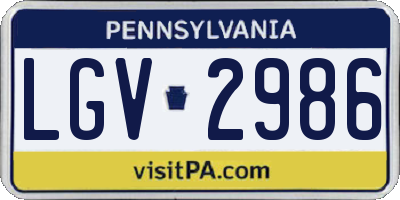 PA license plate LGV2986