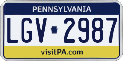 PA license plate LGV2987