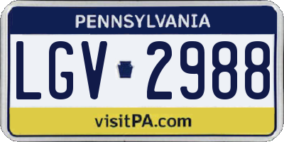 PA license plate LGV2988