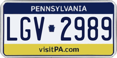 PA license plate LGV2989