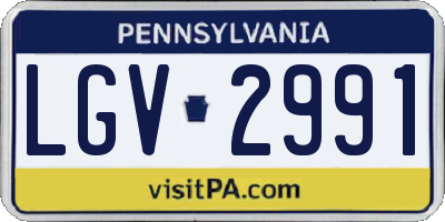 PA license plate LGV2991