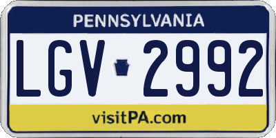 PA license plate LGV2992