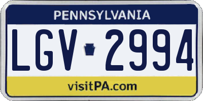 PA license plate LGV2994
