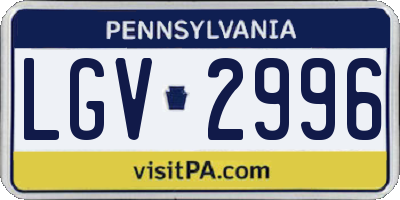 PA license plate LGV2996