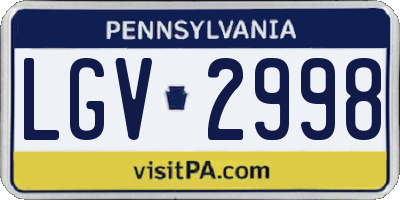 PA license plate LGV2998