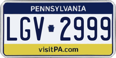 PA license plate LGV2999