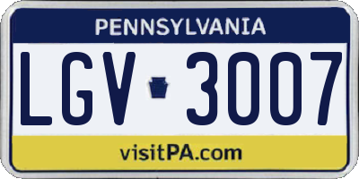 PA license plate LGV3007