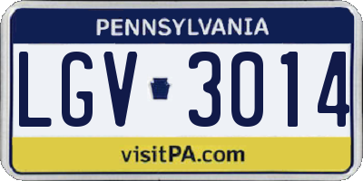 PA license plate LGV3014