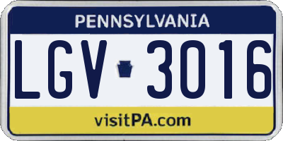 PA license plate LGV3016