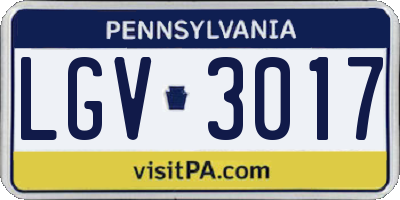 PA license plate LGV3017