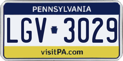 PA license plate LGV3029