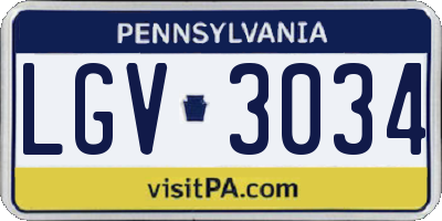 PA license plate LGV3034